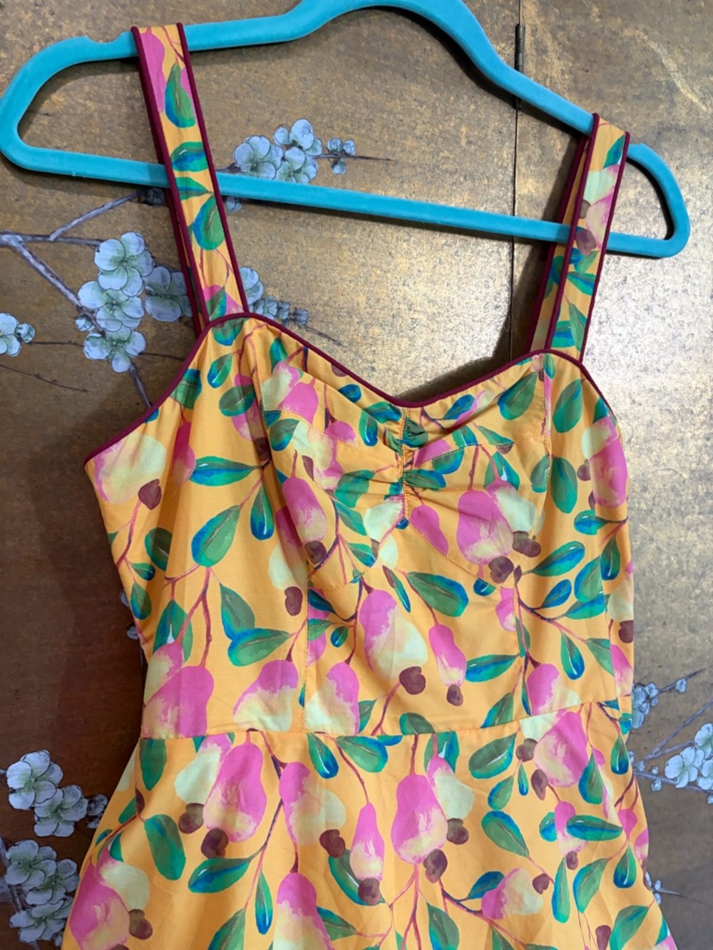 Farm Rio Cashew Tiered Midi Dress, floral print, fit & flare, cotton, vacation - Picture 11 of 15